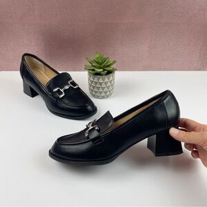 Adrienne Vittadini Black Heeled Loafers